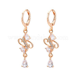 Brass Micro Pave Cubic Zirconia Dangle Leverback Earrings&nbsp;EJEW-N058-08G