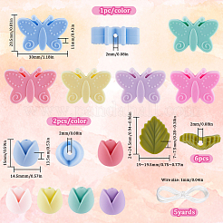 24Pcs 3 Styles Food Grade Eco-Friendly Silicone Focal Beads with Round Nylon Thread&nbsp;SIL-SP0001-12