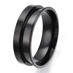 201 Stainless Steel Grooved Finger Ring Settings&nbsp;STAS-TAC0007-05B