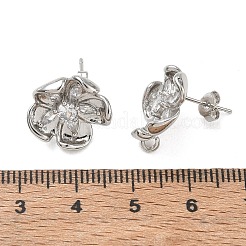 Brass Micro Pave Cubic Zirconia Stud Earrings Findings&nbsp;CU-CBA6E4E-01P