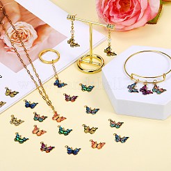 45Pcs 9 Colors Light Gold Alloy Enamel Pendants&nbsp;ENAM-SZ0004-07
