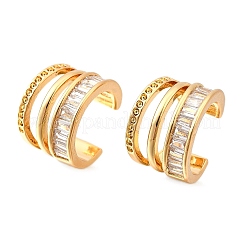 Brass Micro Pave Clear Cubic Zirconia Cuff Earrings&nbsp;EJEW-F370-29G