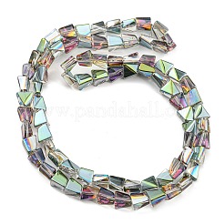 Half Plated Electroplate Transparent Glass Beads Strands&nbsp;EGLA-G037-06A-HP03