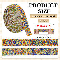 Rhombus Pattern Ethnic Style Polyester Ribbons&nbsp;OCOR-BC0009-21C