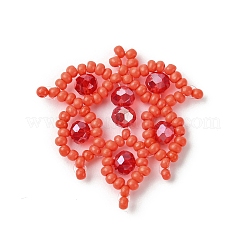 3pcs 3 Clors Glass Seed Beaded Leaf Pendants&nbsp;PALLOY-MZ00527