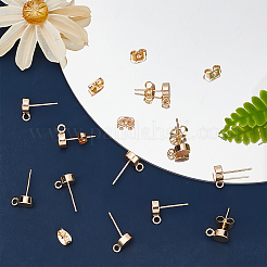 24Pcs 4 Styles Brass Stud Earring Findings&nbsp;KK-BBC0021-70