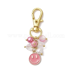 8Pcs 8 Colors Flat Round with Smiling Face Alloy Enamel Pendants Decoration&nbsp;HJEW-JM03006