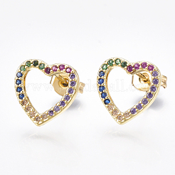 Brass Micro Pave Cubic Zirconia Ear Studs&nbsp;EJEW-S201-45
