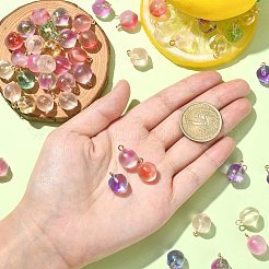 50Pcs Transparent Spray Painted Glass Peach Pendants&nbsp;GLAA-CJ0002-24