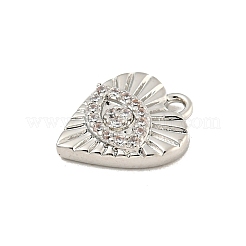 Heart with Evil Eye Rack Plating Brass Clear Cubic Zirconia Pendants&nbsp;KK-P277-14P