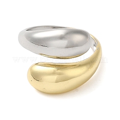 Brass Teardrop Open Cuff Rings for Women&nbsp;RJEW-B062-10GP