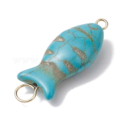 Synthetic Turquoise Fish Connector Charms&nbsp;PALLOY-JF02656