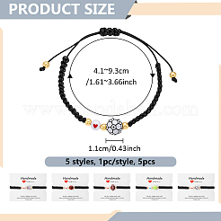 5Pcs 5 Styles Sport Theme Acylic & Alloy Braided Bead Bracelets&nbsp;BJEW-GO0001-12