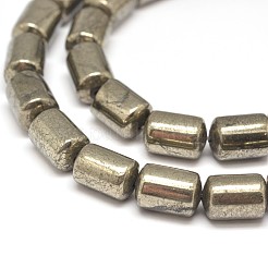 Column Natural Pyrite Beads Strands&nbsp;G-I126-24-12x8mm