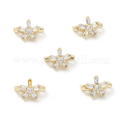 Rack Plating Brass Pave Clear Cubic Zirconia Flower Slide Charms&nbsp;KK-G464-01LG