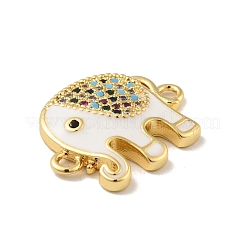 Brass Micro Pave Colorful Cubic Zirconia Connector Charms&nbsp;X-KK-B059-05G-01