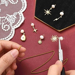 6Pcs 6 Styles Brass & Natural Pearl Flower Star Sun Pendants&nbsp;KK-CJ0002-77