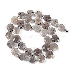 Natural Tourmalinated Quartz Beads Strands&nbsp;G-C116-A62-01