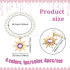 4Pcs 4 Colors Golden Alloy Resin Sun Charm Bracelets&nbsp;BJEW-HY0001-19