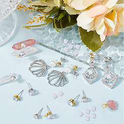 60Pcs Clear Cubic Zirconia Stud Earring Findings&nbsp;EJEW-BBC0002-08
