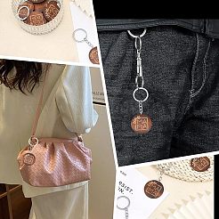 Engraved Wooden Flat Round Pendant Keychains&nbsp;FIND-WH0150-17