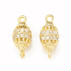 Brass Micro Pave Clear Cubic Zirconia Connector Charms&nbsp;KK-P228-71G