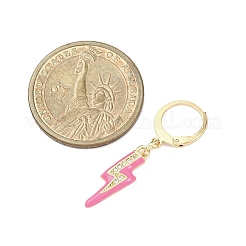 Lightning Bolt Brass Micro Pave Cubic Zirconia Knitting Stitch Marker Rings&nbsp;HJEW-JM04375