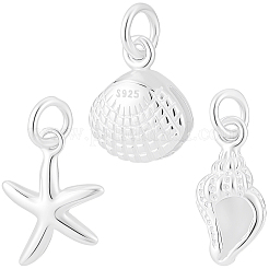 6Pcs 3 Styles Ocean 925 Sterling Silver Pendants&nbsp;STER-BBC0009-57