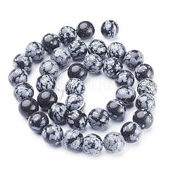 Natural Snowflake Obsidian Beads Strands&nbsp;GSR10mmC009