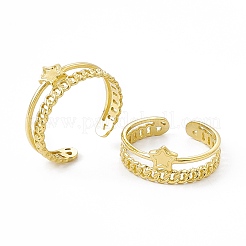 Ion Plating(IP) 304 Stainless Steel Star Cuff Ring for Women&nbsp;RJEW-C060-19G