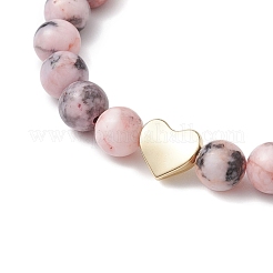 2Pcs Natural Pink Zebra Jasper Beaded Stretch Bracelets&nbsp;BJEW-JB11192