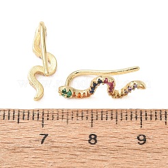 Brass Micro Pave Cubic Zirconia Stud Crawler Earrings&nbsp;KK-CBAA351-16G-02