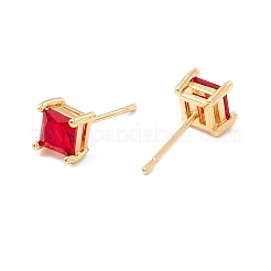 Cubic Zirconia Square Stud Earrings&nbsp;EJEW-F282-20-G