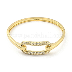 Rectangle Brass Micro Pave Clear Cubic Zirconia Hinged Bangles for Women&nbsp;BJEW-Z062-05A