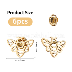 6Pcs Bees 304 Stainless Steel Lapel Pin Backs for Backpack Clothes&nbsp;JEWB-FH0003-11G