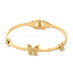Adjustable Butterfly Vacuum Plating 304 Stainless Steel Bangles for Women&nbsp;BJEW-F474-21G