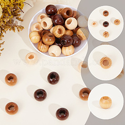 80Pcs 4 Colors Wood European Beads&nbsp;WOOD-PA0001-76