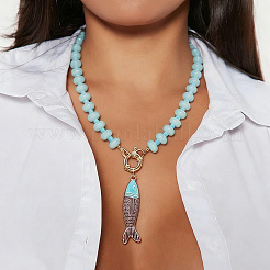 Bohemian Alloy Enamel Fish Pendant Rondelle Resin Beaded Necklaces for Women&nbsp;WGAFD1E-03