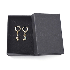 Star and Moon Asymmetrical Dangle Hoop Earrings&nbsp;EJEW-JE04031-01