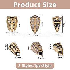 3Pcs 3 Styles Brass European Beads&nbsp;KK-HS0002-25A