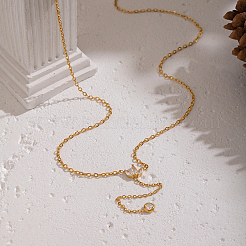 White zircon tassel Y pendant necklace stainless steel vacuum plating collar chain jewelry&nbsp;ZN1506