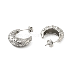 304 Stainless Steel Moon Stud Earrings for Women&nbsp;EJEW-U020-04P