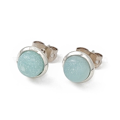 Gemstone Half Round Stud Earrings&nbsp;EJEW-P220-02P