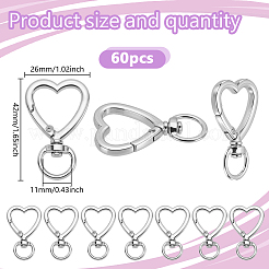 60Pcs Heart Alloy Swivel Clasps&nbsp;FIND-GO0004-34