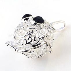 Rack Plating Brass Cage Pendants&nbsp;KK-S751-028S