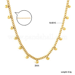 304 Stainless Steel Round Ball Tassel Necklaces for Women&nbsp;WGEC704-04