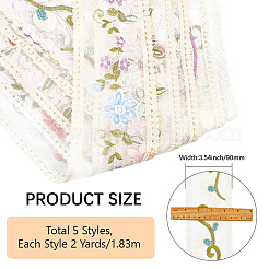10 Yards 5 Colors Polycotton Embroidery Flower Lace Ribbon&nbsp;AJEW-CY0001-36