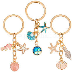 3Pcs 3 Styles Alloy Enamel Keychains&nbsp;KEYC-CY0001-02