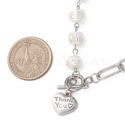 201 Stainless Steel Thank You Heart Pendant Necklaces&nbsp;NJEW-JN05704