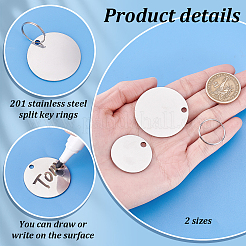DIY 201 Stainless Steel Blank Flat Round Pendant Keychain Making Kits&nbsp;DIY-PH0029-47
